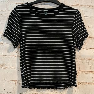 Wild Fable Black and White Striped Knit Top